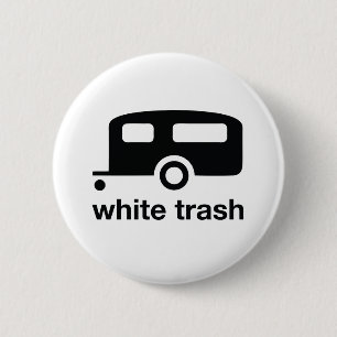 Badge Rond 5 Cm Icône de remorque de déchets blancs - terrain de