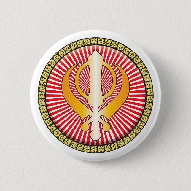 Badge Rond 5 Cm Icône de Sikhisme (Devant)