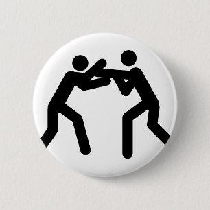 Badge Rond 5 Cm icône du sport de lutte noire