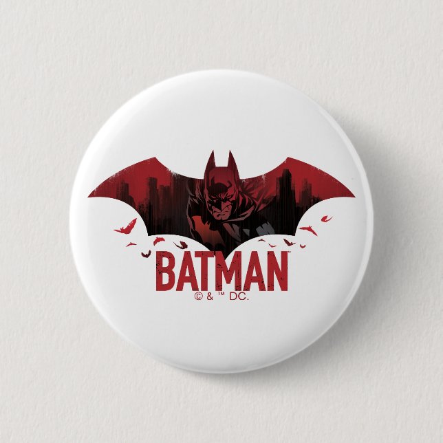 Badge Rond 5 Cm Icône gotham de Batman Crimson (Devant)