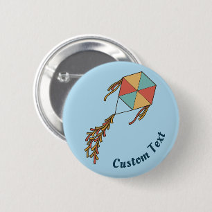 Badge Rond 5 Cm Icône Kite bleu clair