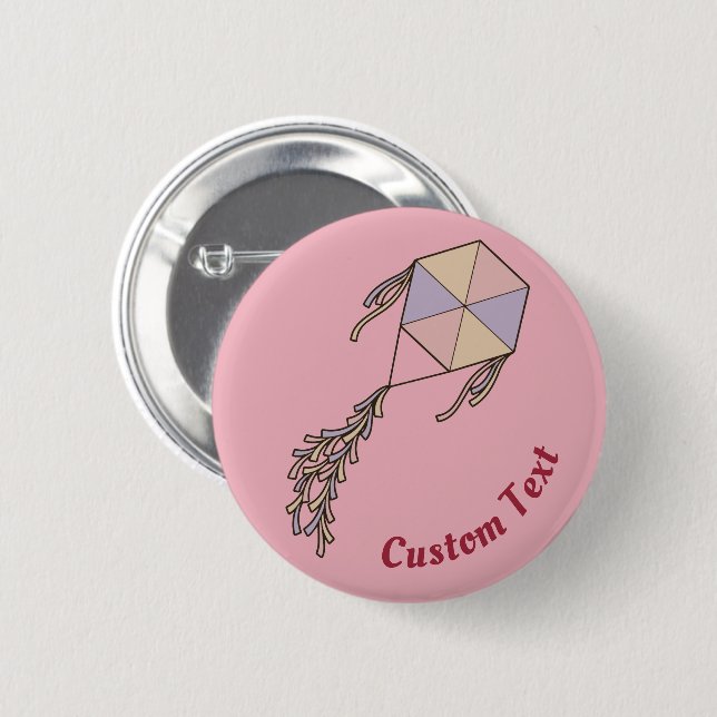Badge Rond 5 Cm Icône Kite rose (Devant & derrière)
