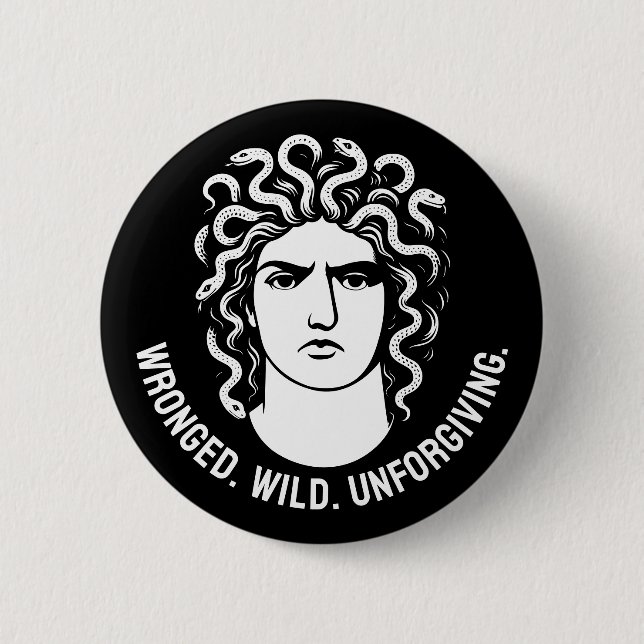 Badge Rond 5 Cm Icône Medusa féministe (Devant)