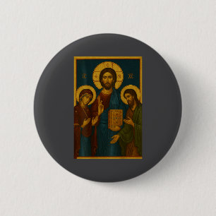 Badge Rond 5 Cm Icône orthodoxe du Christ, de la Theotokos et de J