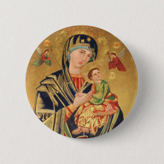 Badge Rond 5 Cm Icône orthodoxe russe - Vierge Marie et bébé Jésus