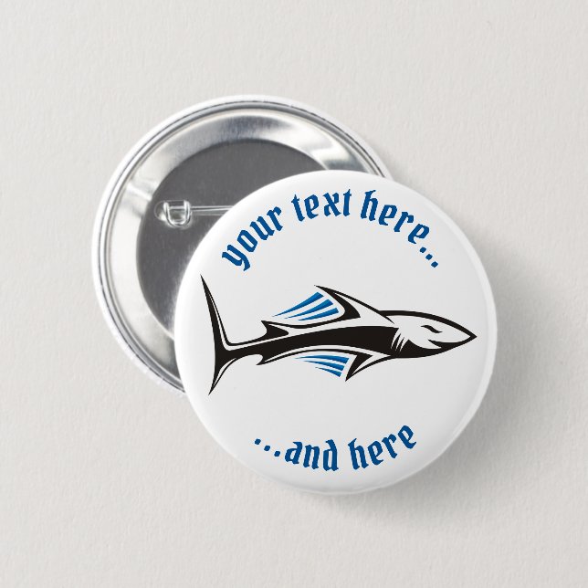 Badge Rond 5 Cm Icône tribale de requin 1 (Devant & derrière)