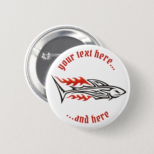 Badge Rond 5 Cm Icône tribale de requin 2 (Devant & derrière)