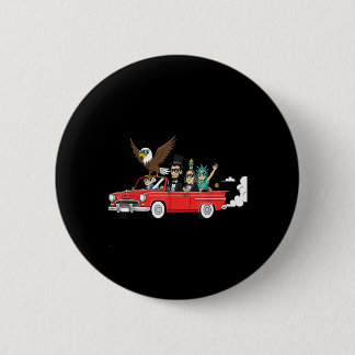 Badge Rond 5 Cm Icônes américaines conduisant une voiture classiqu
