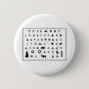 Badge Rond 5 Cm Icônes de Noël Ornements perles boules Poinsettia
