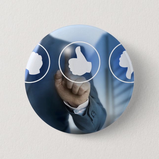 Badge Rond 5 Cm icônes de pouce pour le concept de révision client (Devant)