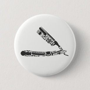 Badge Rond 5 Cm icônes de rasoir de coiffeur