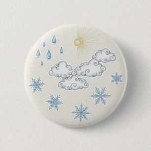 Badge Rond 5 Cm Icônes météorologiques fantaisistes – Soleil Nuage