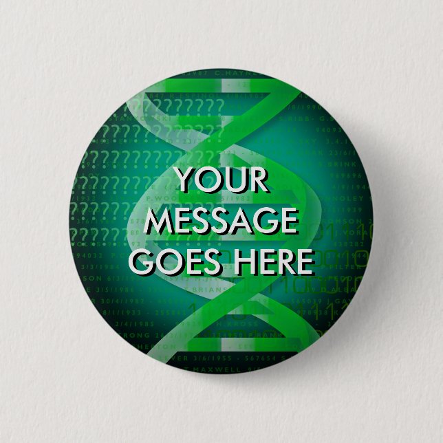 Badge Rond 5 Cm ID ADN personnalisé Vert (Devant)