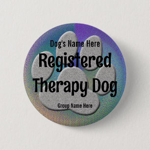 Badge Rond 5 Cm ID chien thérapeutique - bleu violet