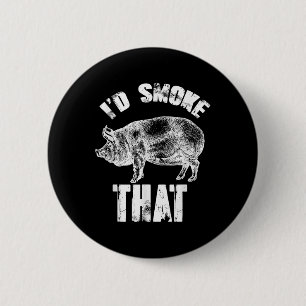 Badge Rond 5 Cm Id Fumer ça - Funny Bbq Pig