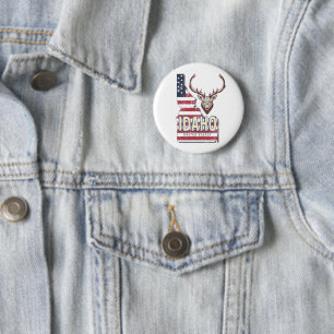 Badge Rond 5 Cm Idaho États-Unis Carte Retro Vintage Deer USA