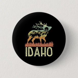 Badge Rond 5 Cm Idaho Rétro Montagne Vintage Élan Randonnée Hommes