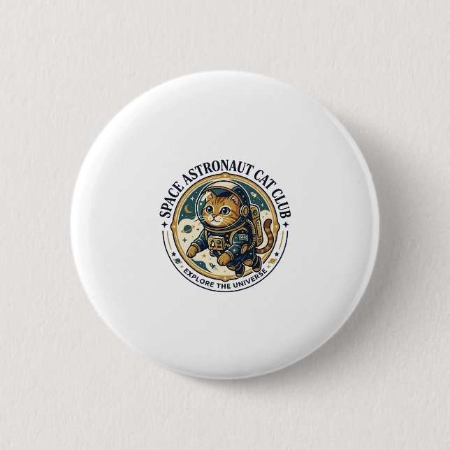 Badge Rond 5 Cm Idée cadeau papa chat astronaute spatial - Astrona (Devant)