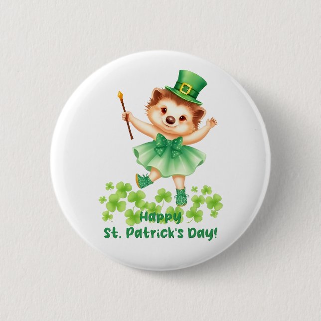 Badge Rond 5 Cm Igel Igelin Gráinneog Happy St. Patrick (Devant)