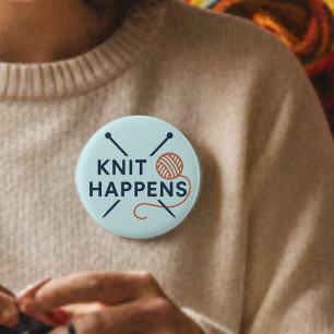 Badge Rond 5 Cm Il arrive qu'on tricote Drôle de jeu de mots sur l