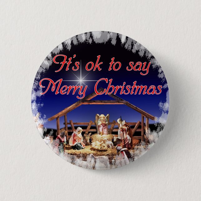 Badge Rond 5 Cm Il est correct de dire le bouton de Joyeux Noël (Devant)