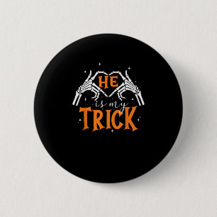 Badge Rond 5 Cm Il Est Mon Coeur Trick Skeleton Couple Main Happy