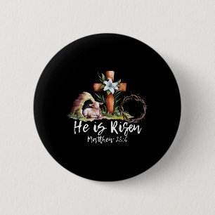 Badge Rond 5 Cm Il Est Ressuscité Agneau Mouton Croix Jésus Christ