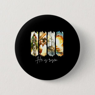 Badge Rond 5 Cm Il Est Ressuscité Croix Chrétienne Jésus Verset Bi