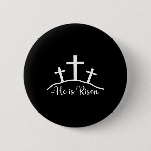 Badge Rond 5 Cm Il Est Ressuscité Croix Jésus Religieux Jour De Pâ