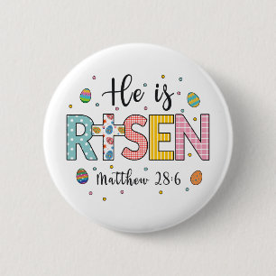 Badge Rond 5 Cm Il est ressuscité Jésus chrétien Joyeux Pâques