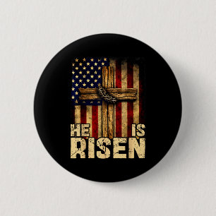 Badge Rond 5 Cm Il est ressuscité jésus dieu chrétien religieux pâ