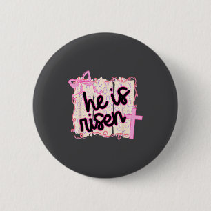 Badge Rond 5 Cm Il Est Ressuscité Lapin Oeufs Joyeuses Pâques Jésu