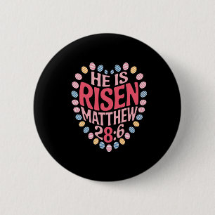 Badge Rond 5 Cm Il Est Ressuscité Matthew 286 Boho Floral Christia
