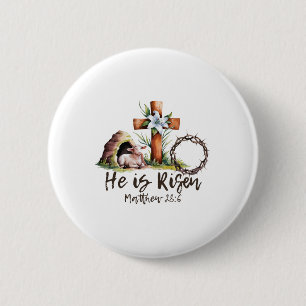 Badge Rond 5 Cm Il Est Ressuscité Mouton Agneau Croix Jésus Chréti