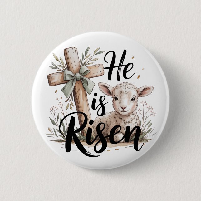 Badge Rond 5 Cm Il Est Ressuscité Pâques  (Devant)
