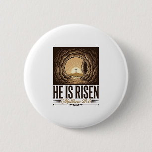 Badge Rond 5 Cm Il Est Ressuscité Pâques Tombeau Croix Vintage Chr