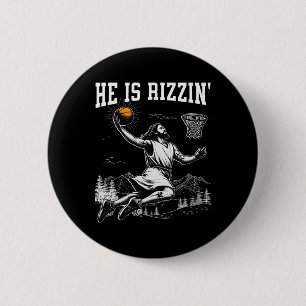 Badge Rond 5 Cm Il Est Ressuscité Rizzin' Pâques Jésus Foi Chrétie