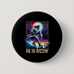 Badge Rond 5 Cm Il est Rizzin Christian amateur de hockey sur glac