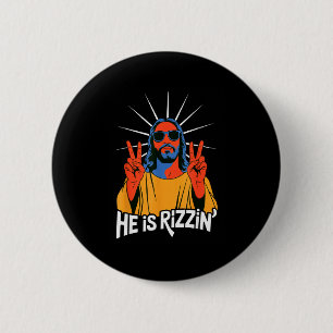 Badge Rond 5 Cm Il est Rizzin drôle Jésus Meme Humour chrétien Riz