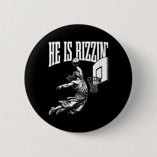 Badge Rond 5 Cm Il Est Rizzin Fun Jesus Débardeur de mème de baske