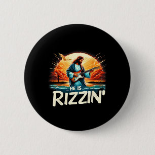 Badge Rond 5 Cm Il est Rizzin Pâques Jésus chrétien Vintage Jésus