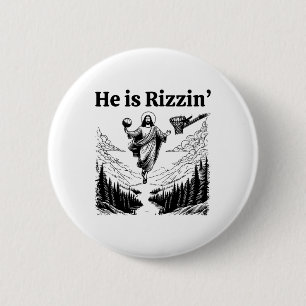 Badge Rond 5 Cm Il Est Rizzin Retro Pâques Jésus Basketball Christ