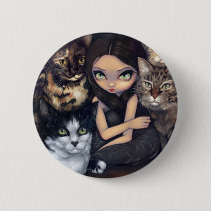 Badge Rond 5 Cm "Il est tout bouton au sujet de chats"