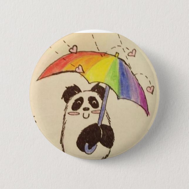 Badge Rond 5 Cm il pleut le bouton de chemise de panda d'anime (Devant)