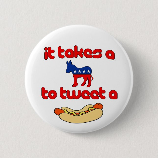 Badge Rond 5 Cm Il prend un âne (Démocrate) pour gazouiller un (Devant)