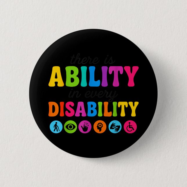 Badge Rond 5 Cm Il y a une capacité dans chaque inclusion de handi (Devant)