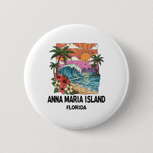 Badge Rond 5 Cm Île Anna Maria Plage Tropicale Souvenir Vacances