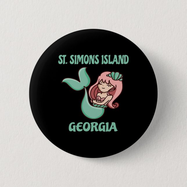 Badge Rond 5 Cm Île de St. Simons Thème de mermaid mignon  (Devant)