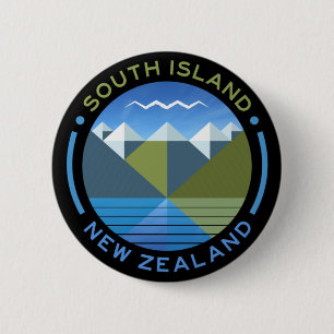 BADGE ROND 5 CM ÎLE DU SUD NOUVELLE-ZÉLANDE
