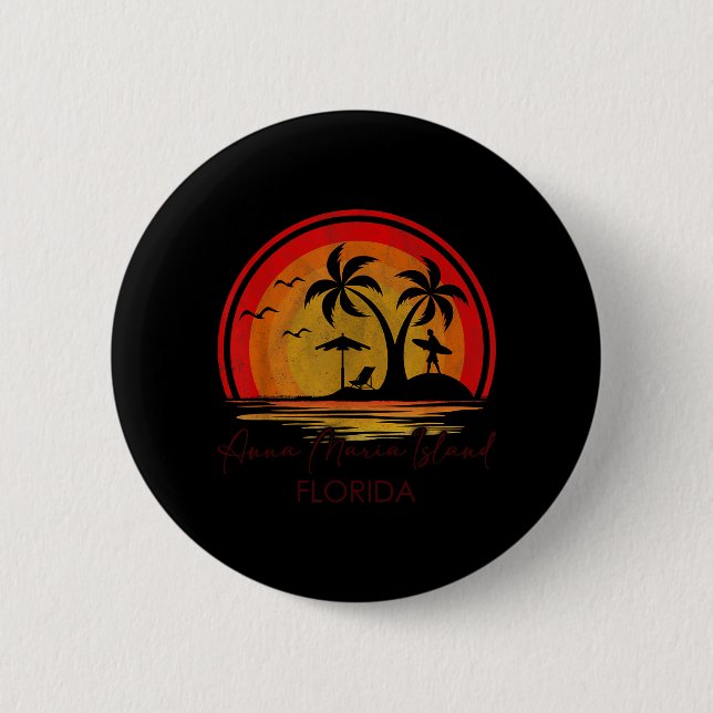 Badge Rond 5 Cm Île Maria Floride Vacances d'été Tropical (Devant)